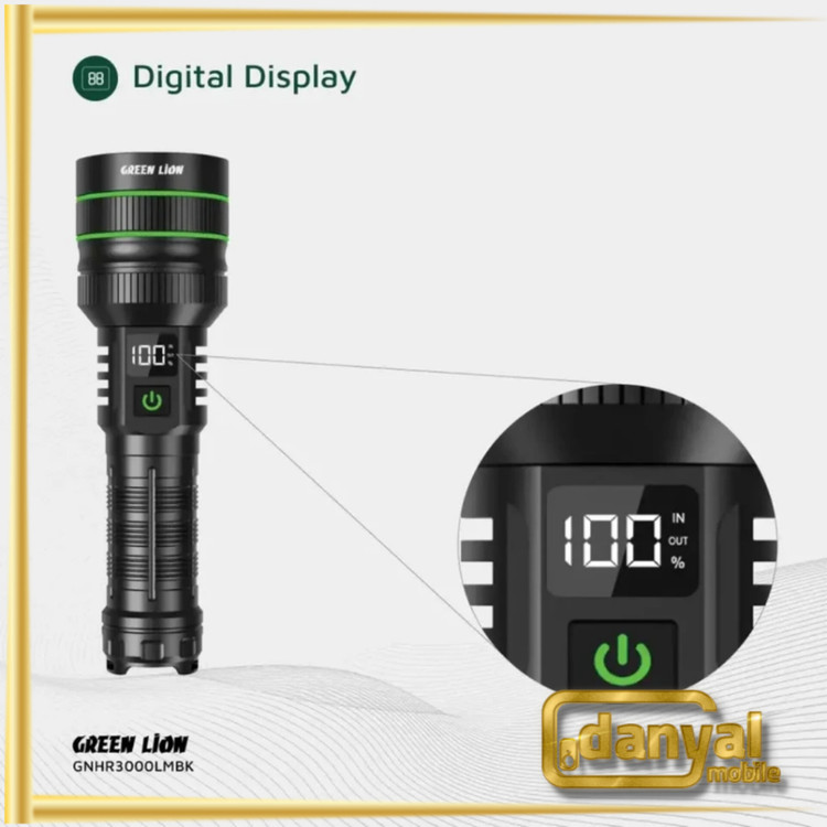 چراغ قوه گرین لاین مدل GNHR3000LMBK ظرفیت 3000 لومن