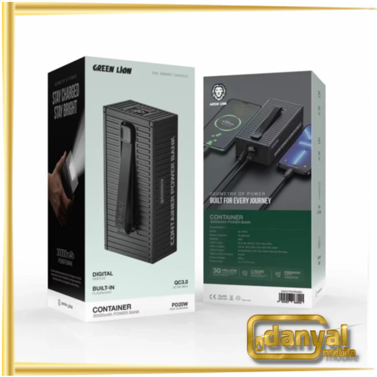 پاوربانک گرین لاین مدل GL-PX62 ظرفیت 30000 میلی آمپر با چراغ قوه