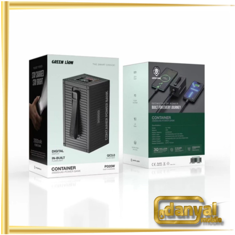 پاوربانک گرین لاین مدل GL-PX61 ظرفیت 20000 میلی آمپر با چراغ قوه