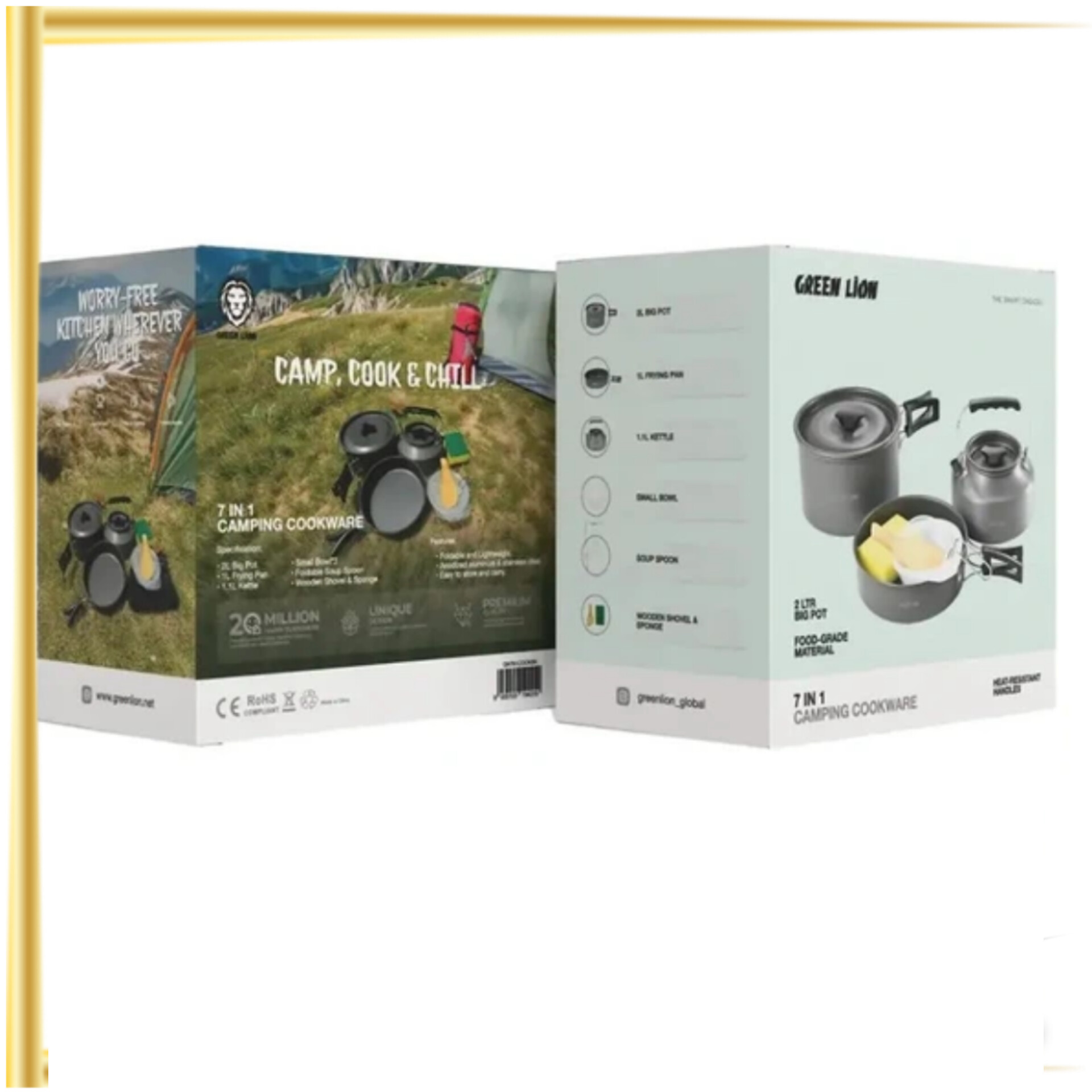 ست ظروف آشپزی کمپینگ گرین لاین Green Lion 7 IN 1 Camping Cookware