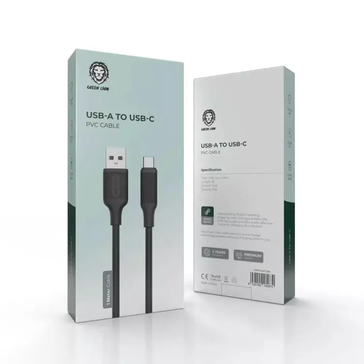 کابل USB-A به تایپ سی گرین Green PVC USB-A to type-c cable 1.2m