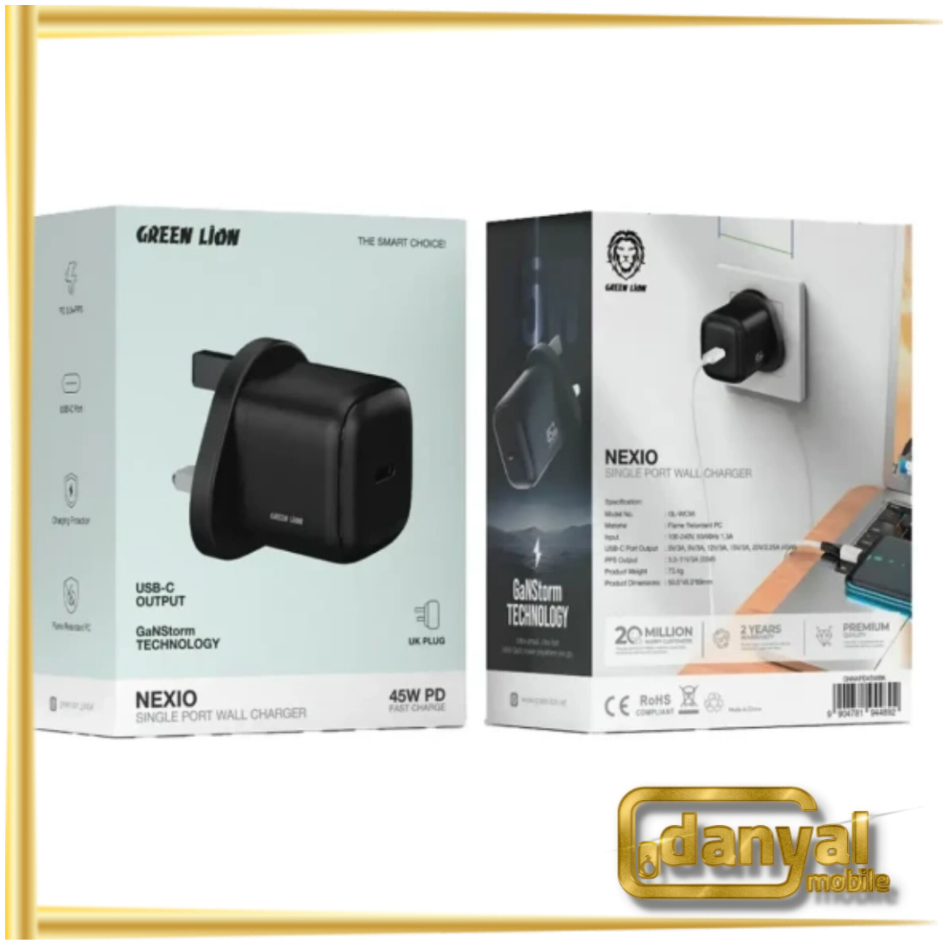 شارژر دیواری گرین لاین 45W مدل Nexio GNNXPD45WBK