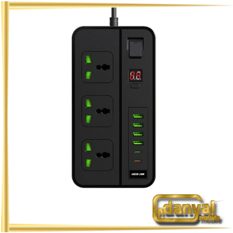 چند راهی برق تایمر دار و شارژر گرین لاین Green Lion GS-150 Power Socket 3000W