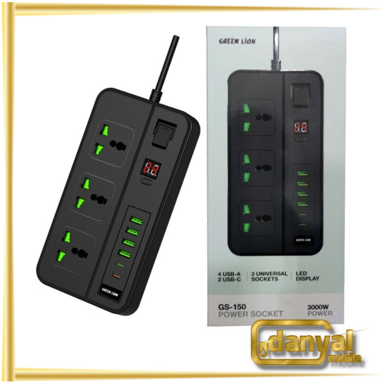 چند راهی برق تایمر دار و شارژر گرین لاین Green Lion GS-150 Power Socket 3000W