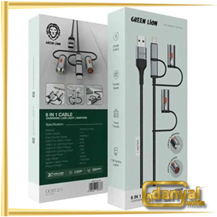 کابل شارژ گرین لاین مدل GREEN LION 6IN1 CABLE GN6N1CBLE