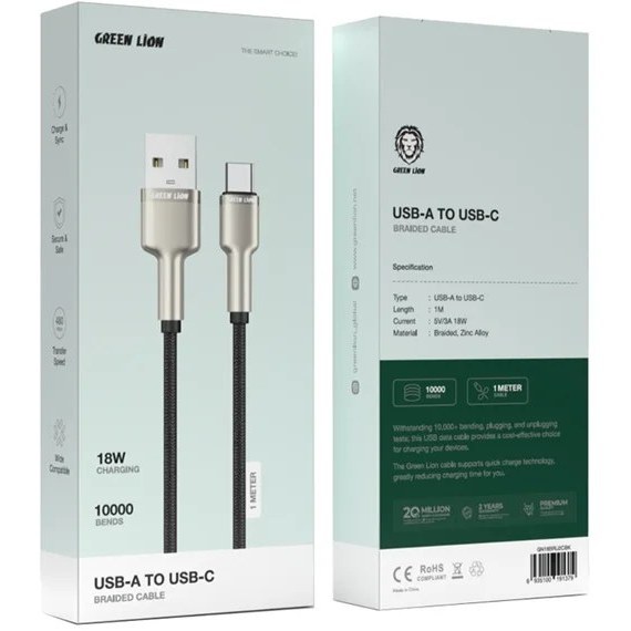 کابل شارژ گرین لاین مدل USB-A به USB-C 18w