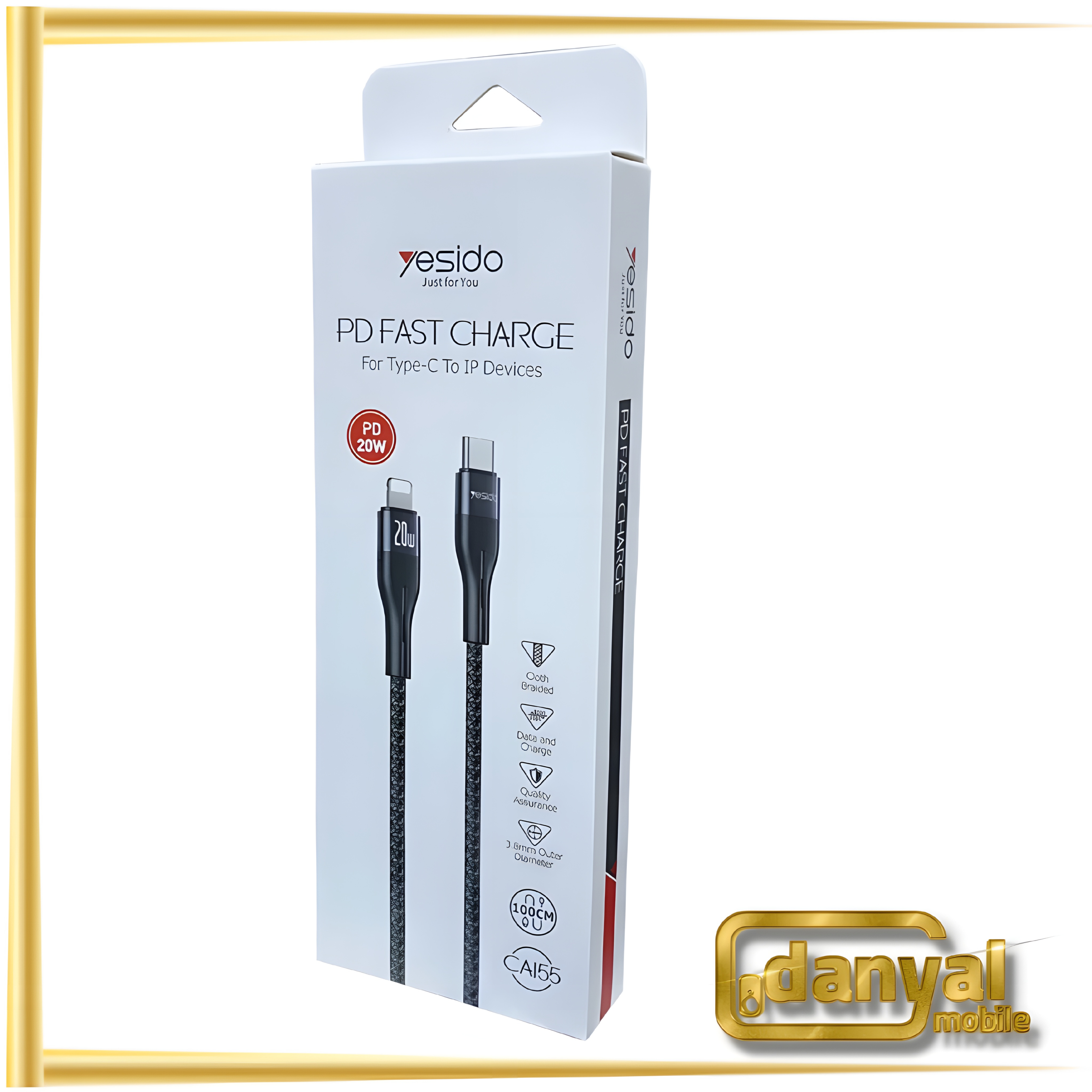 کابل تبدیل USB-C به لایتنینگ یسیدو مدل CA155 20W طول 1 متر