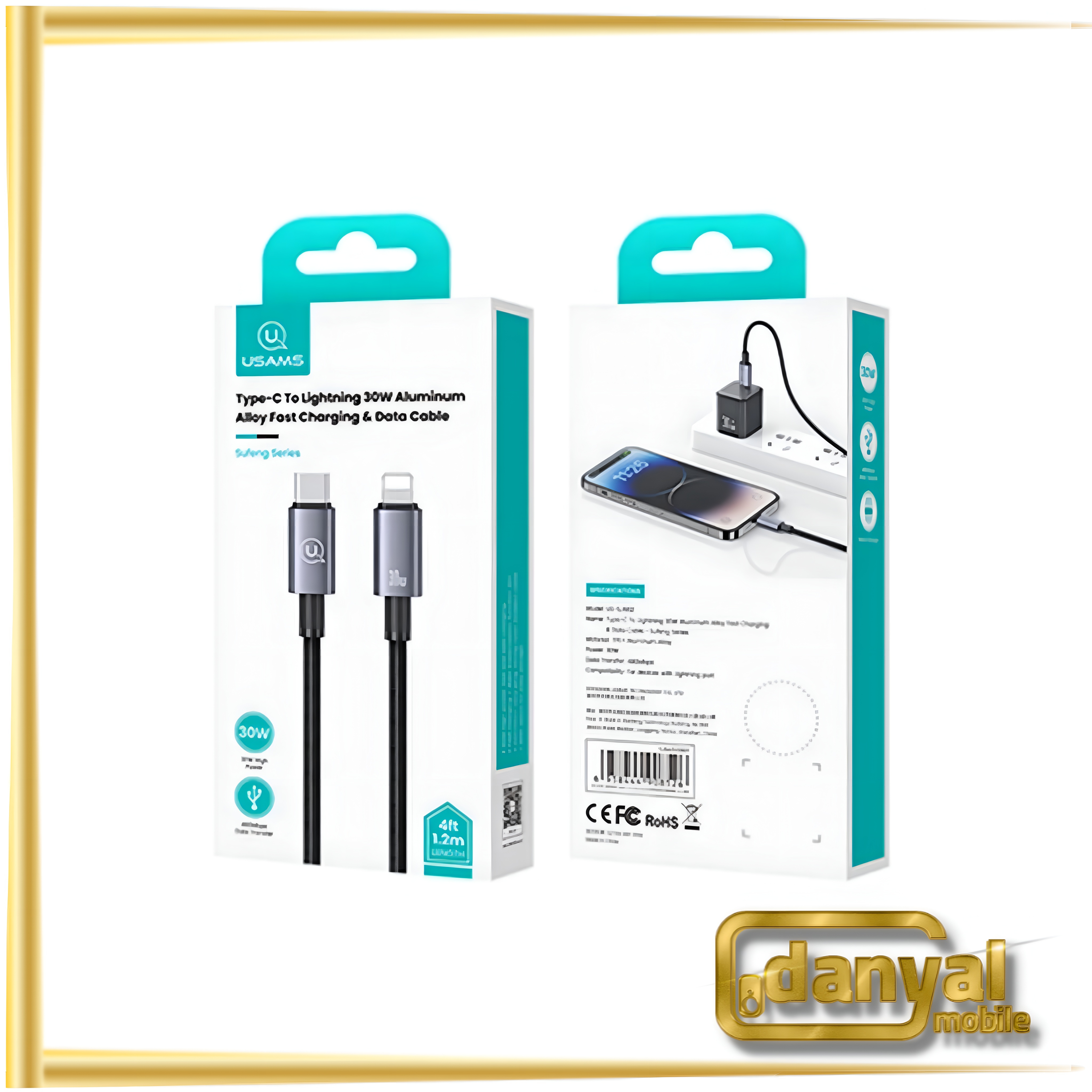 کابل تبدیل Type-C به Lightning یوسمز مدل SJ662 طول 1.2 متر