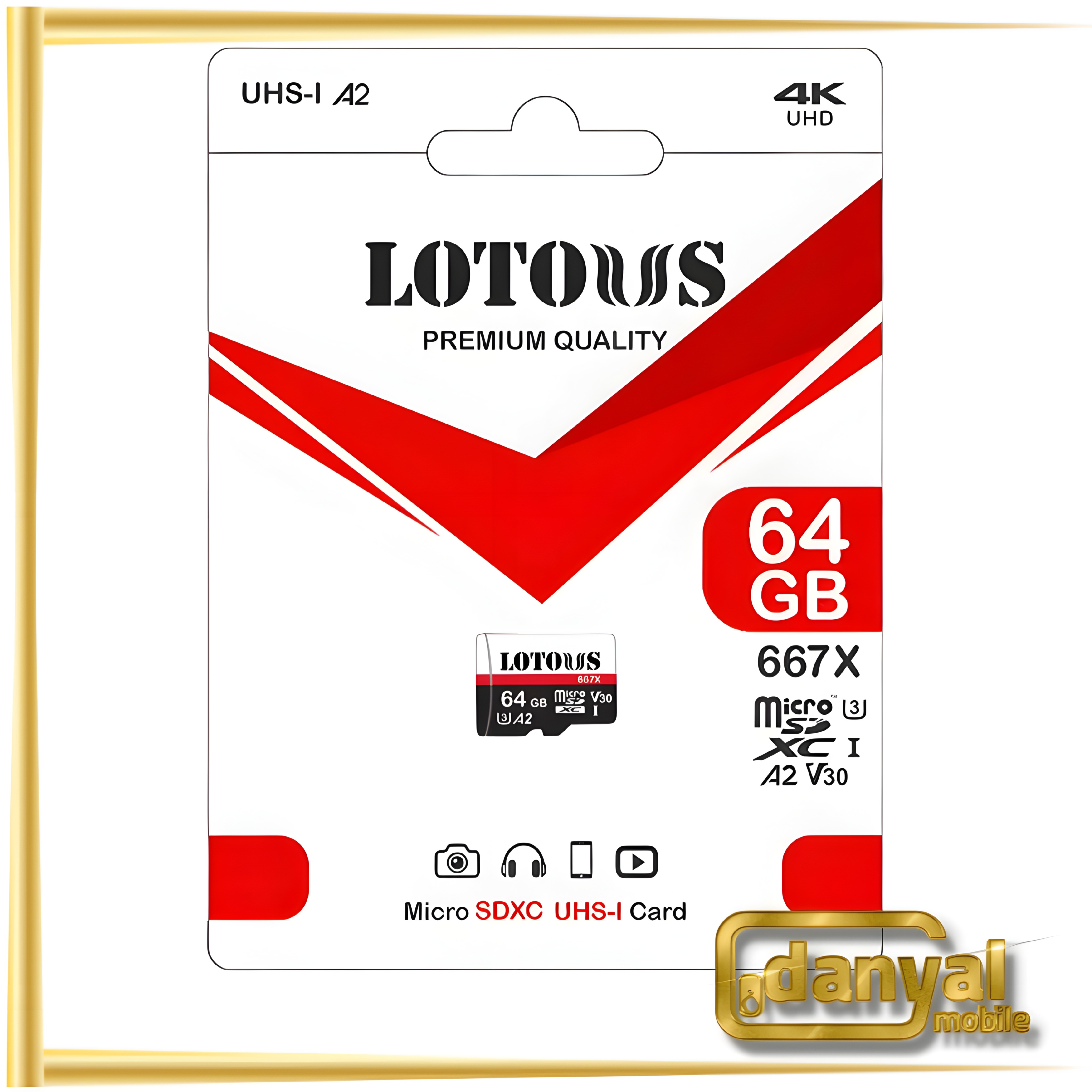 کارت حافظه microSDXC ظرفیت 64 گیگابایت لوتوس مدل UHS-l A1 667X
