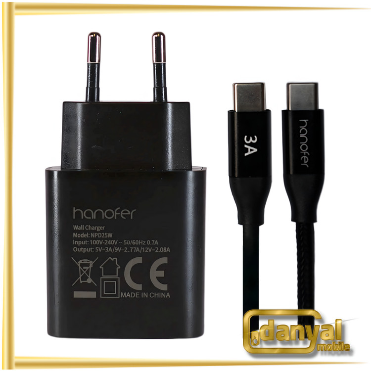 شارژر دیواری 25W فست و PD تک پورت هانوفر مدل NPD25W به همراه کابل Type-C به Type-C