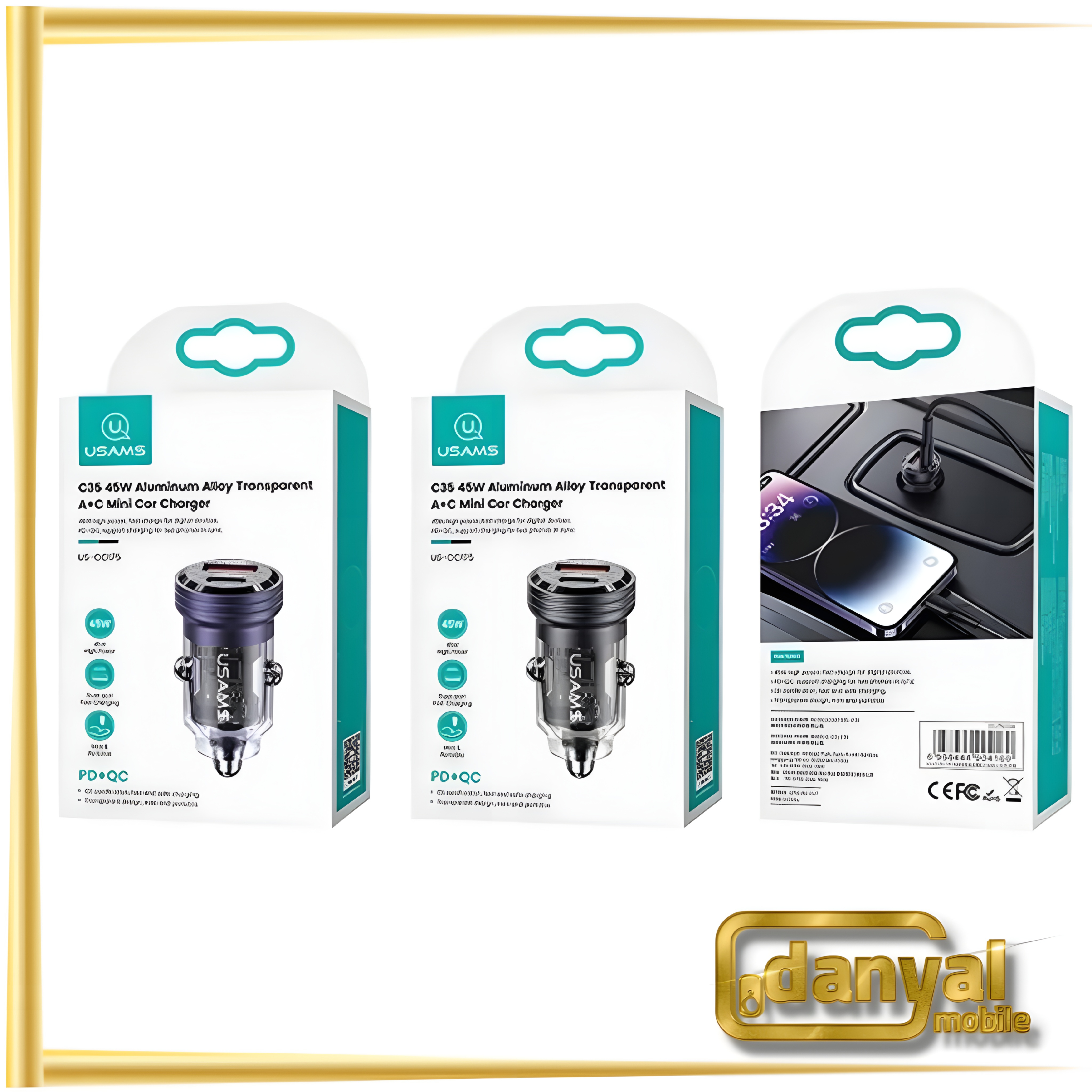 شارژر فندکی 45 وات یوسمز مدل US-CC175