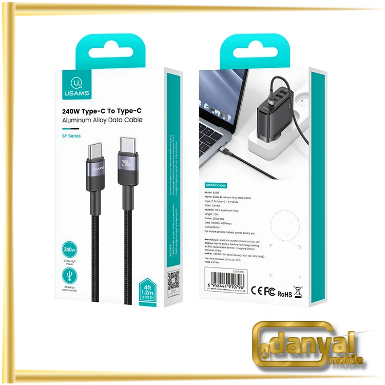 کابل تبدیل Type-C به Type-C یوسمز مدل SJ727 طول 1.2 متر