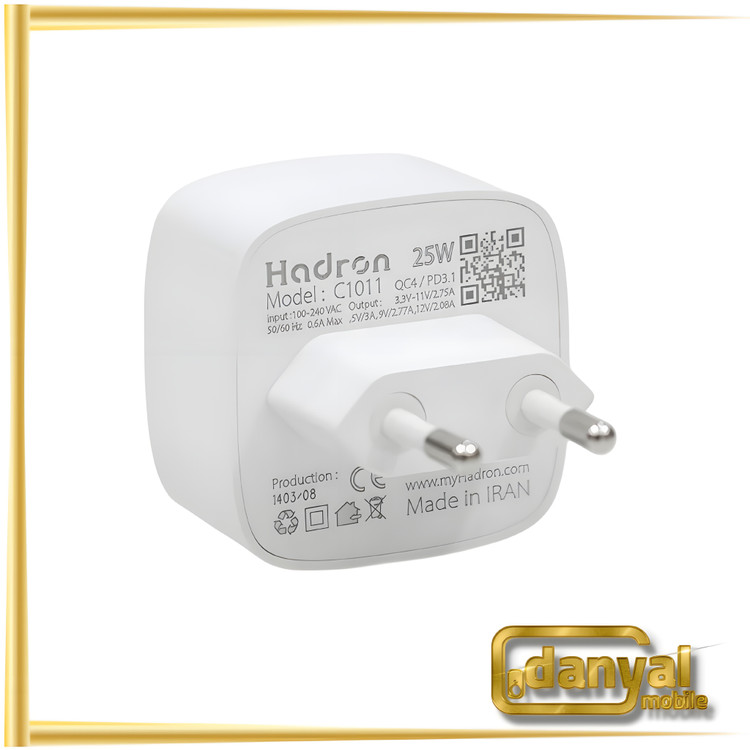 شارژر دیواری هادرون مدل C1011 ظرفیت 25 وات تک پورت تایپ سی