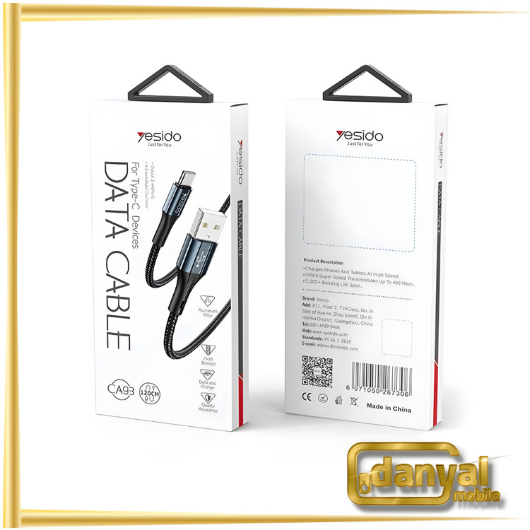 کابل تبدیل USB به USB-C مدل Yesido CA93