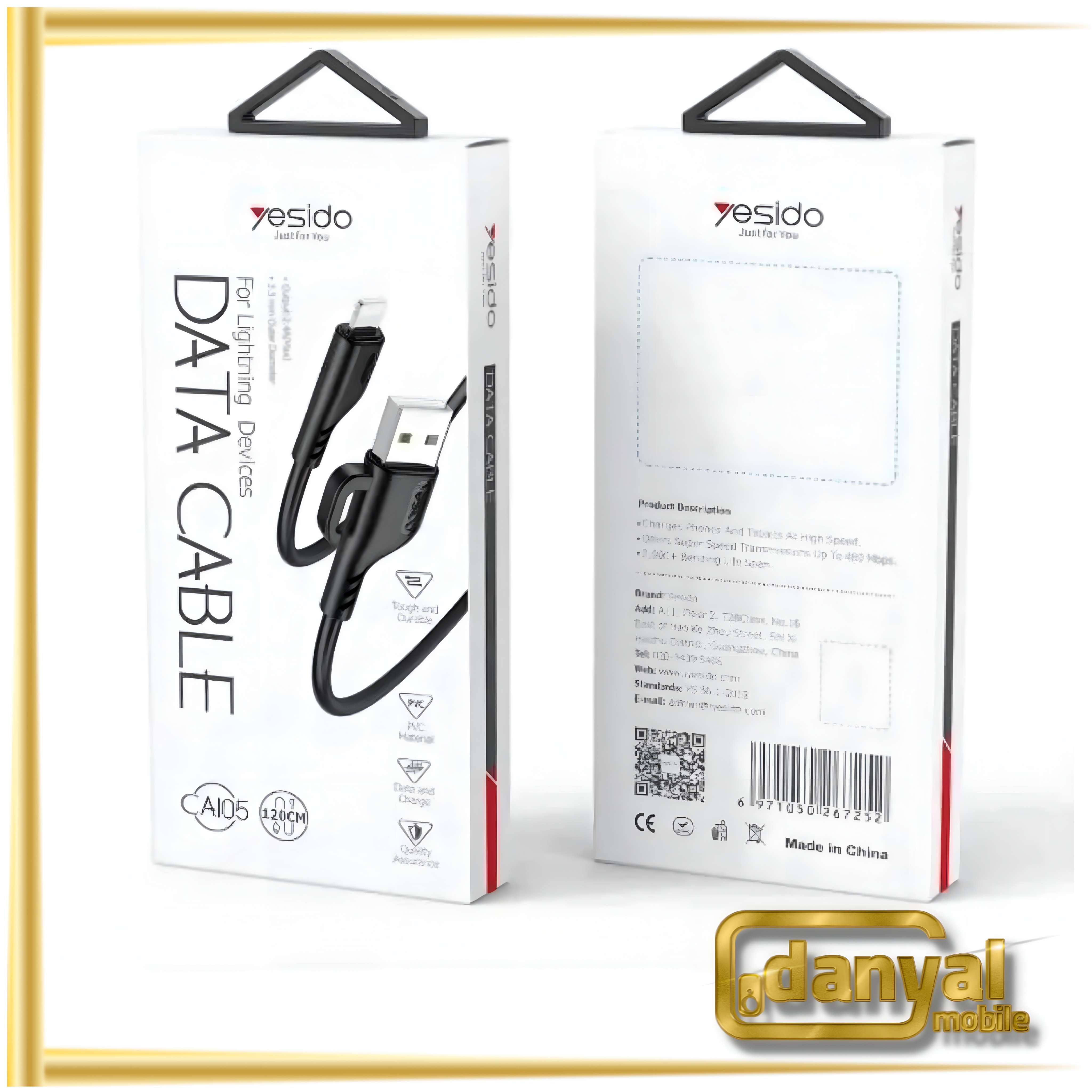 کابل شارژر یو اس بی به لایتنینگ Yesido مدل CA105