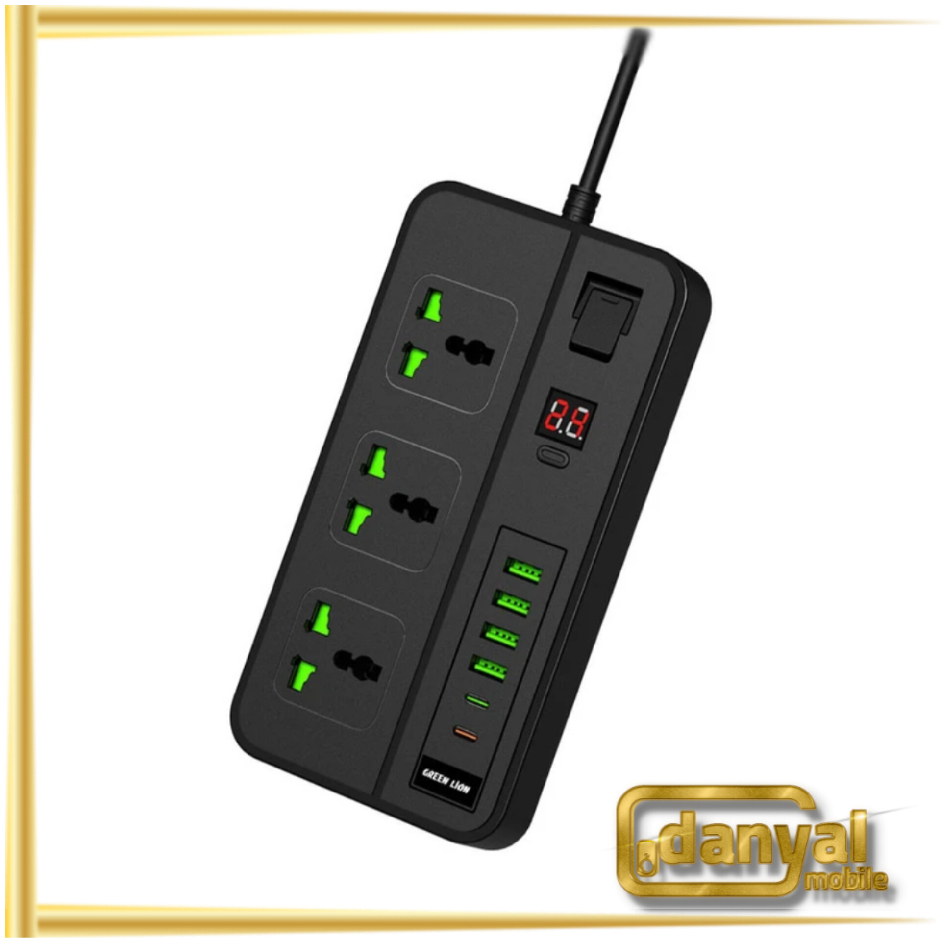 چند راهی برق تایمر دار و شارژر گرین لاین Green Lion GS-150 Power Socket 3000W