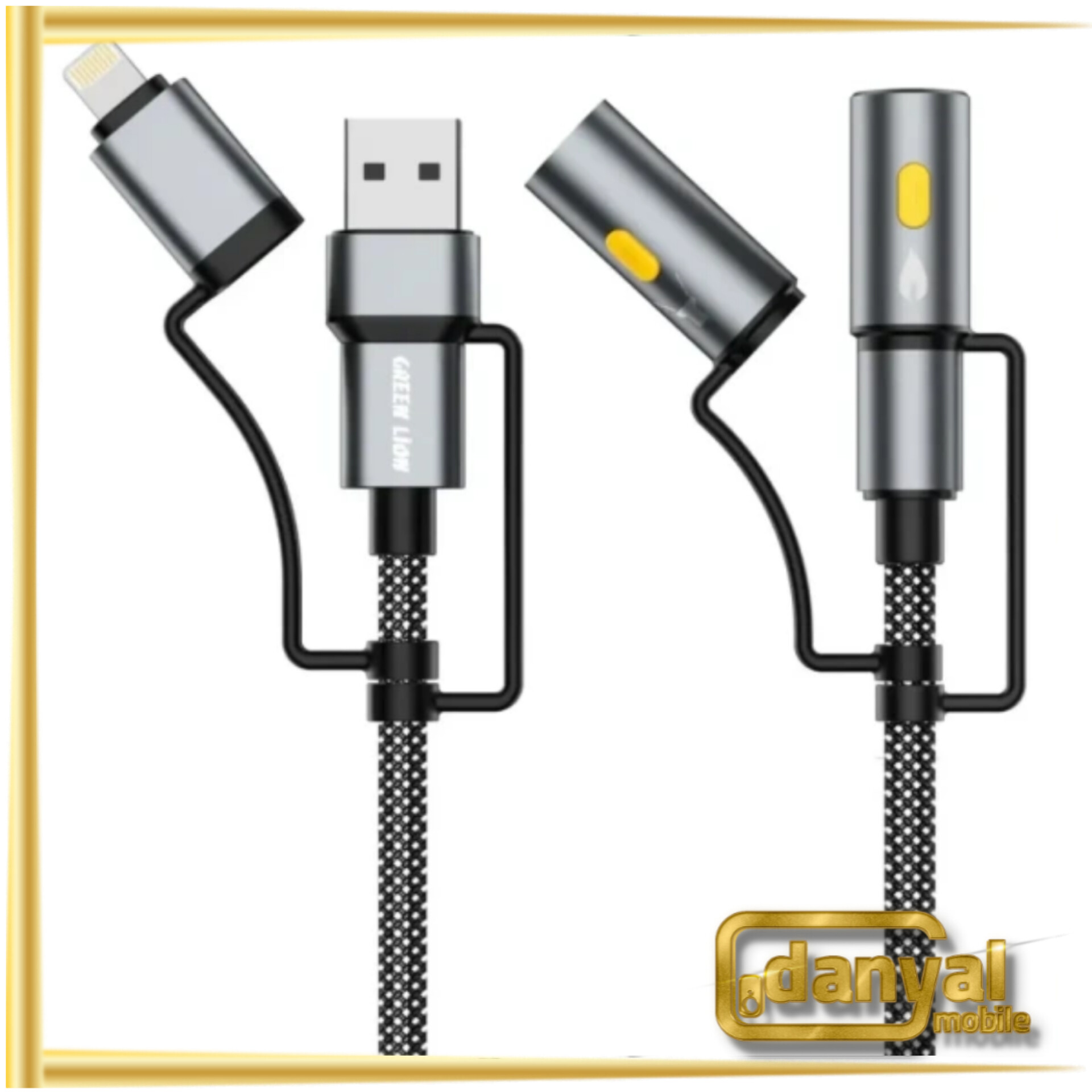 کابل شارژ 6 کاره گرین لاین Green Lion 6 in 1 Cable Charging, Led Light, Ignition