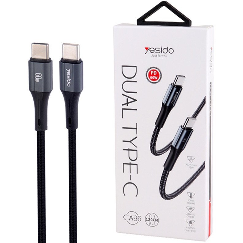 کابل تبدیل فست شارژ Yesido CA96 Type-C To Type-C PD 60W 1.2m